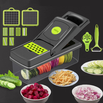 Multifunction Vegetable Cutter Potato Peeler Carrot Grater Cheese Grater Garlic Press Stainless Steel Blade 2021 New Upgrade