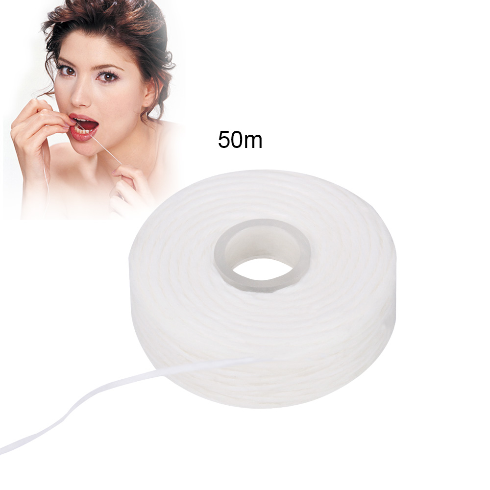 AZDENT 10 Rolls Dental Flosser Built-in Spool Wax Mint Flavored Europe Replacement Flat Wire Dental Floss 50M/Roll Total 500M