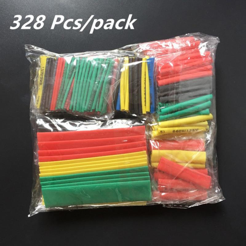 328pcs/Set Heat Shrink Tube Kit Insulation Sleeving Polyolefin Shrinking Assorted Heat Shrink Tubing Wire Cable Assemblies