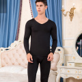 Hot Sale Men Warm Trackless Thermal Underwear Sets Winter with Thick Velvet Invisible V-collar Male Long Johns Sets