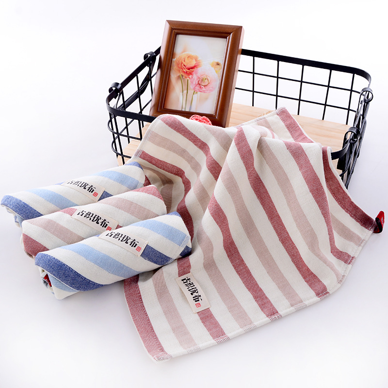 Pure Cotton Small Square Towel Yarn Cloth 35*35cm Absorbent Children's Face Towel Sports Wipes Quick Dry Striped Towel Cleaning