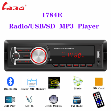 Car Stereo MP3 Player USB FM AUX Radio Receiver Head Unit 1784E Detachable Panel radio player