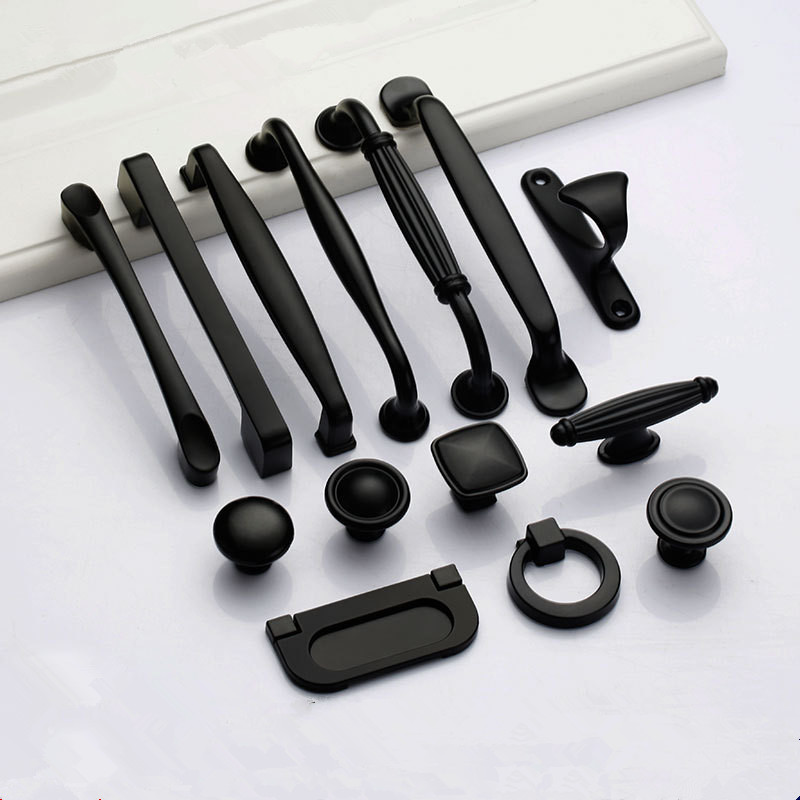 Black Handles for Furniture Cabinet Knobs and Kitchen Handles Drawer Knobs Cabinet Pulls Cupboard Handles Knobs aluminium alloy