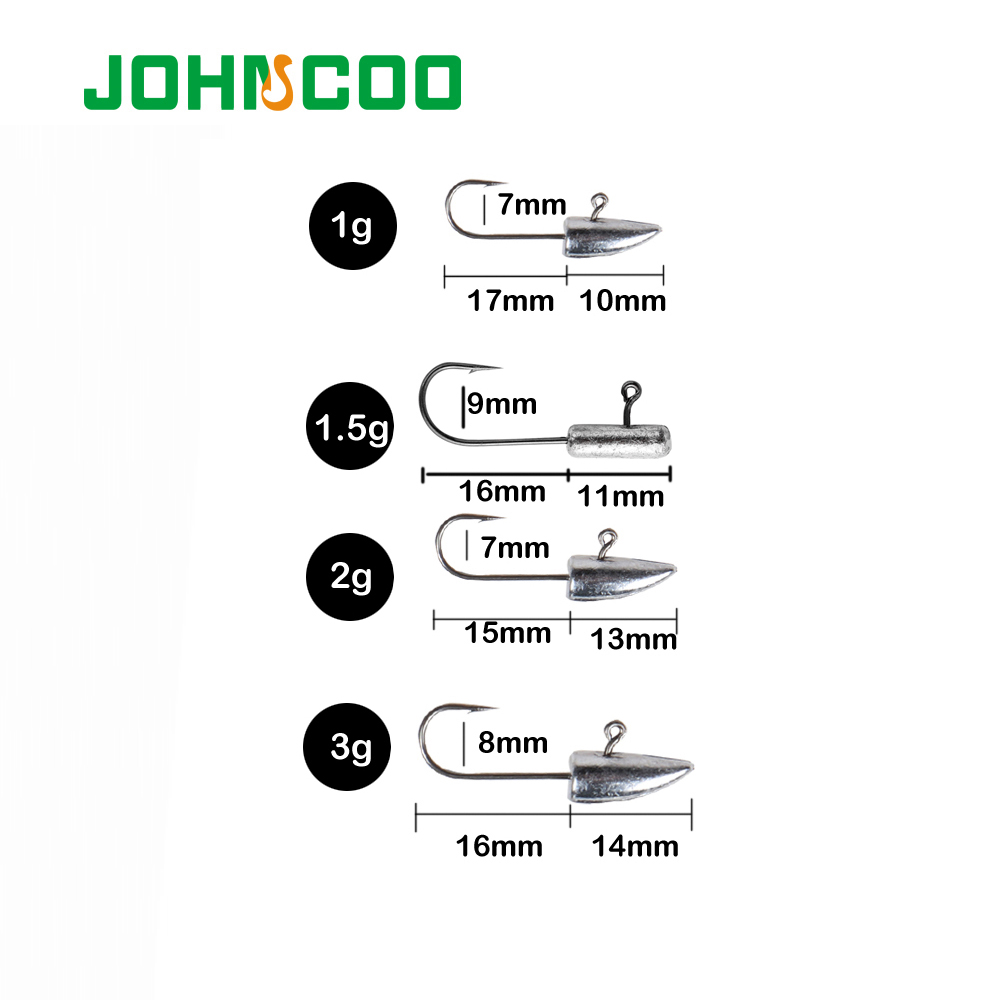 JOHNCOO Mini Jig Head Hook 20pcs Exposed Lead Head Hook Barbed Hook Trout Soft Lure Jig Fishing Hook