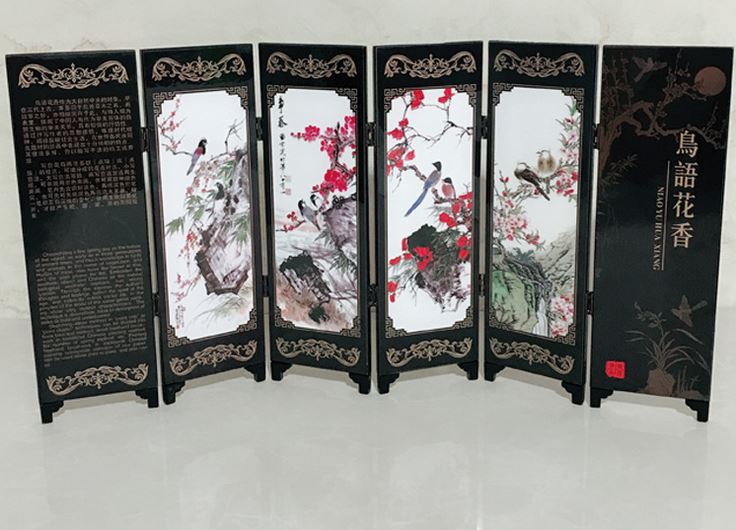 Chinese style characteristic lacquerware antique small screen handmade decoration souvenir