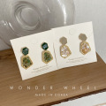 Korean-Style Vintage Elegant Ore Colorful Stone Chic Handmade New Geometric Irregular Ear Stud