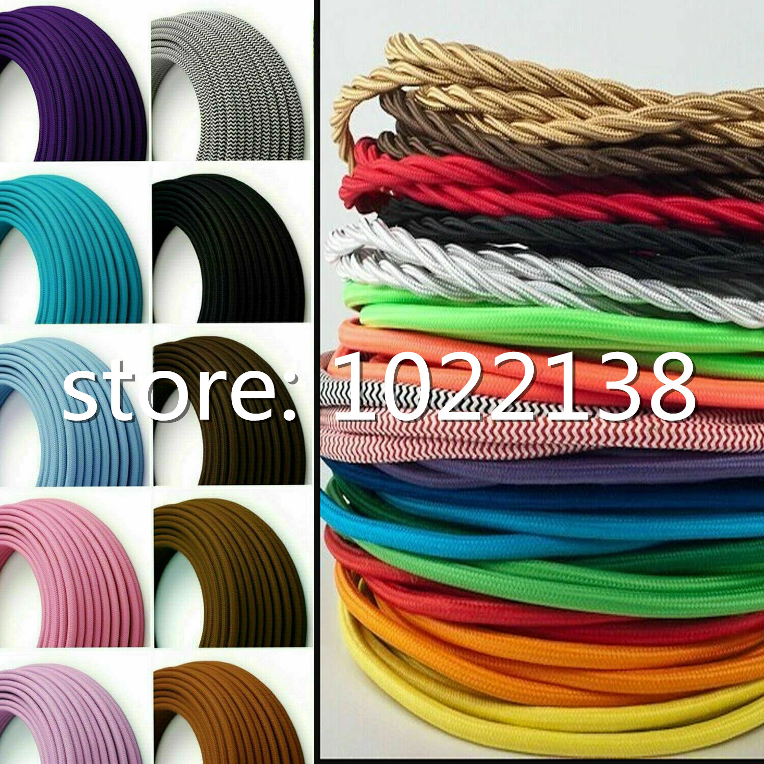 Free shipping vintage textile lamp wire retro electric cord cloth covered fabric lamp cable 2*0.75mm