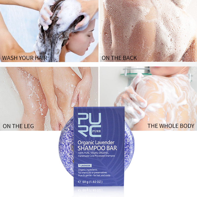 PURC Organic Lavender Shampoo Bar 100% PURE and Vegan handmade cold processed hair shampoo no chemicals or preservative 11.11
