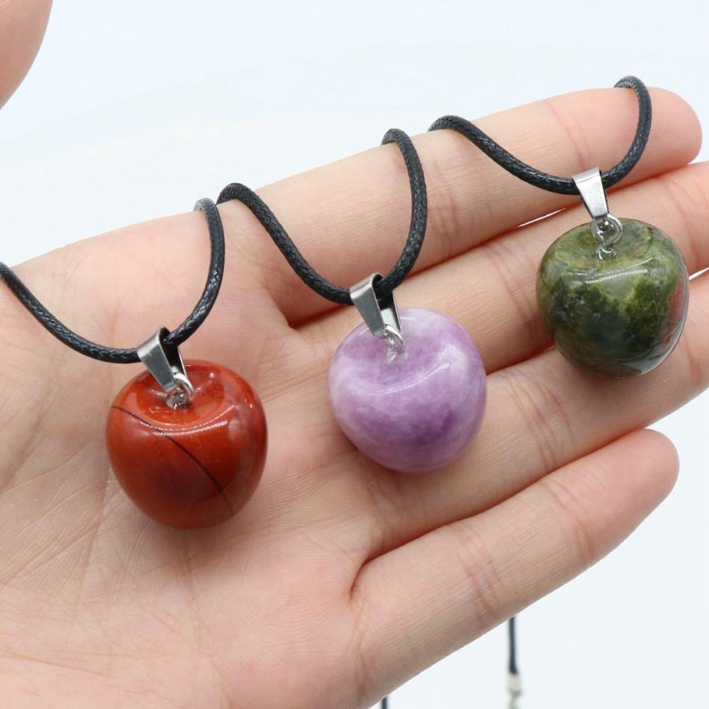 3D Gemstone Apple Pendant Necklace for Women Girls