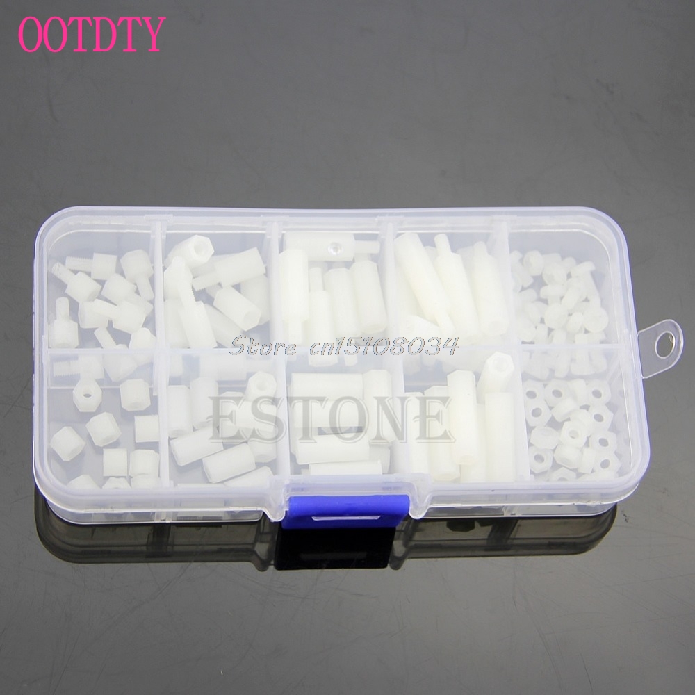 M3 Nylon Hex Spacers Screw Nut Assortment Kit Stand off Plastic Accessories Set S08 Wholesale&DropShip