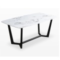 Nordic modern minimalist solid wood marble rectangular dining table and chair combination small apartment household dining table