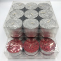 PVC box glitter sliver gold tealight candles bulk