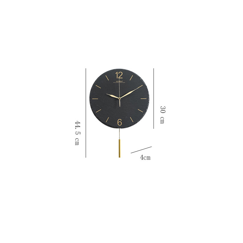 Modern Decorative Pendulum Stone Wall Clock - Battery Operated Silent Non Ticking Limestone Wall Clock for Living Room Bedroom