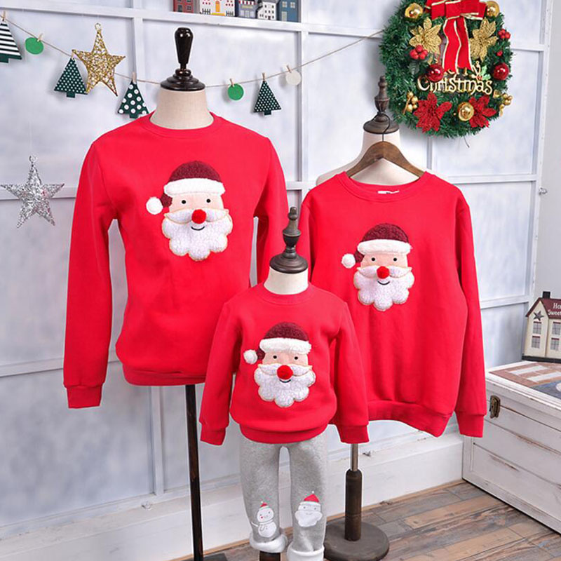 Family Clothes 2020 Winter Sweater Christmas Santa Claus Children Clothing Kid shirt Polar Fleece Warm Family Matching Outfits