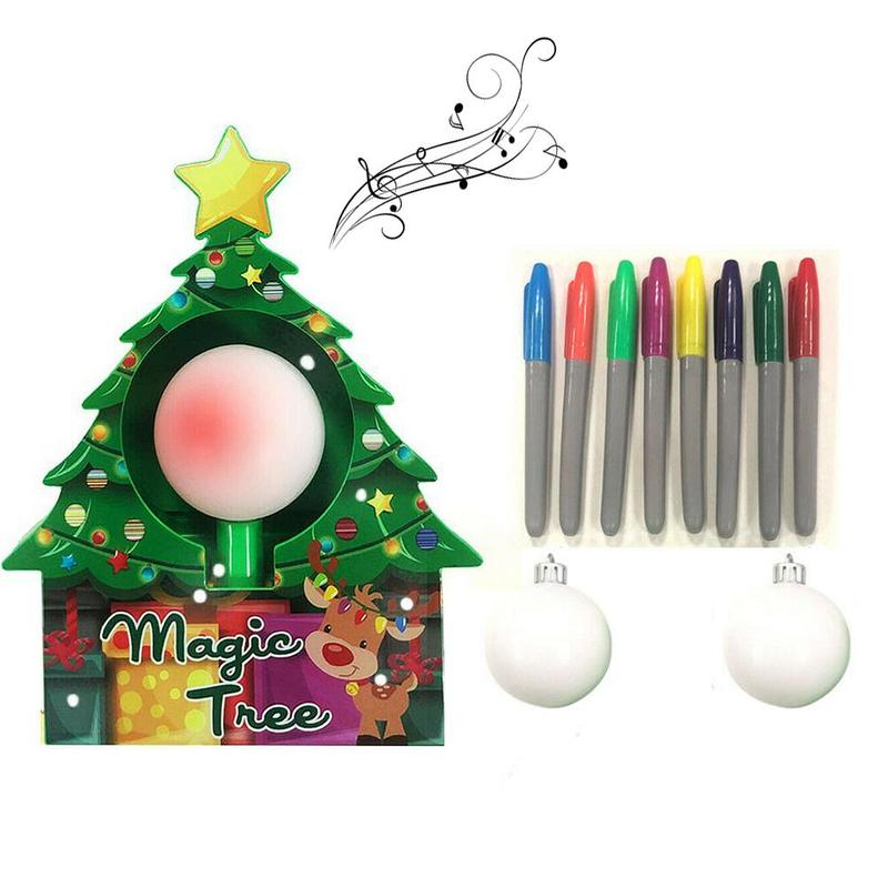 Kids DIY Craft Drawing Toy Set Christmas Tree Decoration Tool Christmas Ornaments Educational Gift Egg Ball Children Paint N3Y5