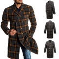 Dropshipping Men Long Woollen Wind Coat Casual Double Breasted Mens Wool Overcoat Winter 2020 Houndstooth Jacket Men Trench Coat