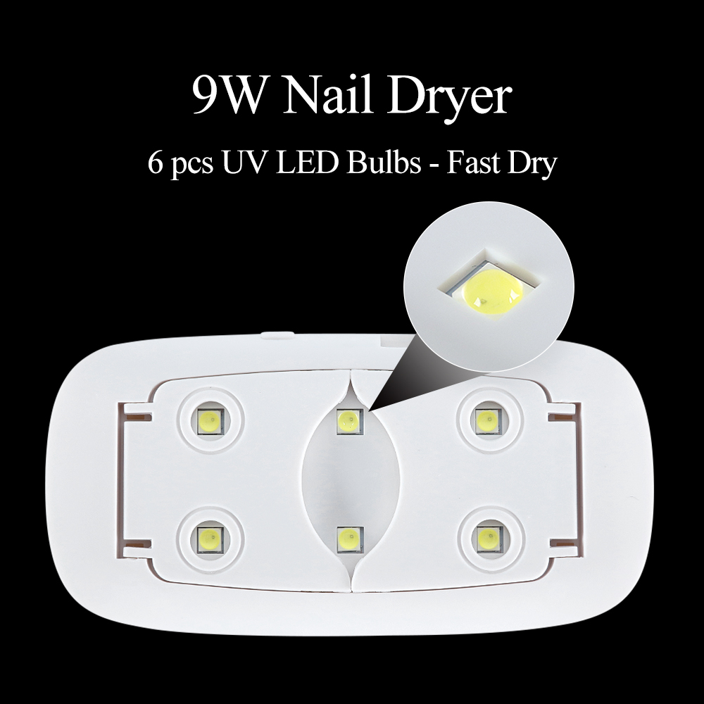 9W Portable Mini Nail Lamp Dryer UV LED Lamp For Manicure Sunlight Curing All Gel Polish USB Fast Dry Nail Art Equipment LA1016