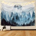 Foggy Forest Mountain Tapestry Wall Hanging Natural Scenery Hippie Tapestry Cloth Backdrop Art Decor Wall Carpet Thin Sofa Cover