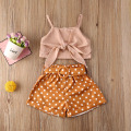 Citgeett Summer Kids 1-6T Baby Girls Fashion Clothes Bow Vest Crops Tops Polka Dot Shorts With Belt Sunsuit