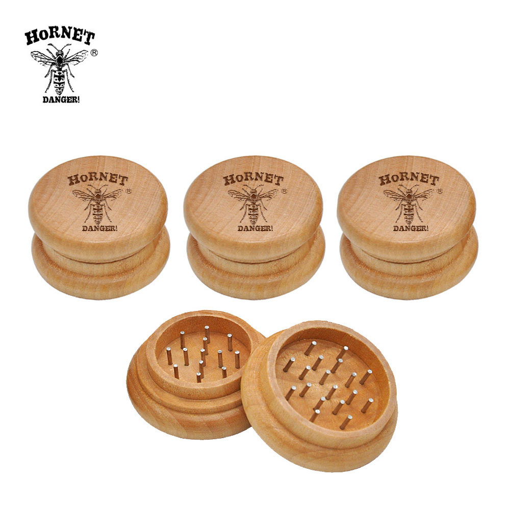 [HORNET] Wooden Spice Herb Handle Tobacco Grinder Spice Crusher Dia.54mm 2 Layers