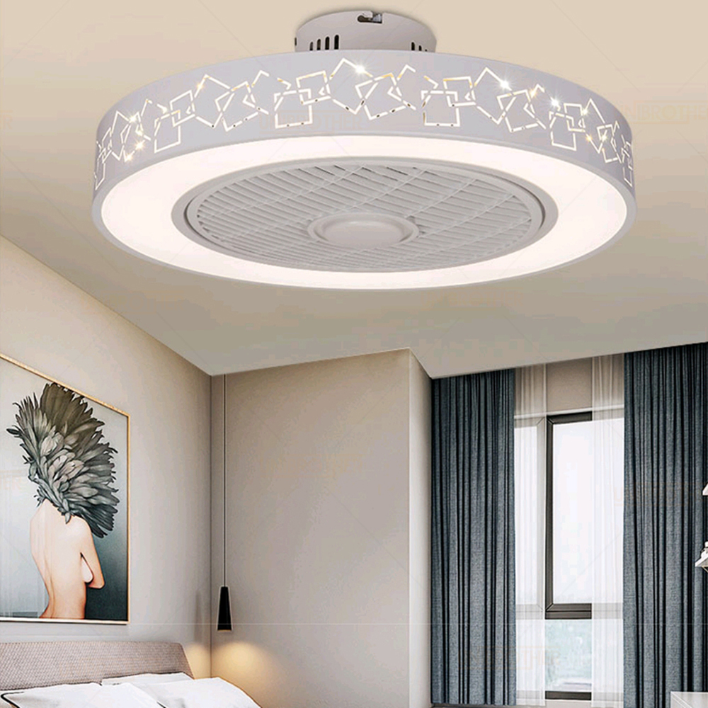 ceiling fan with light Bluetooth LED smart remote control support mobile phone app invisible fans home lighting circular round
