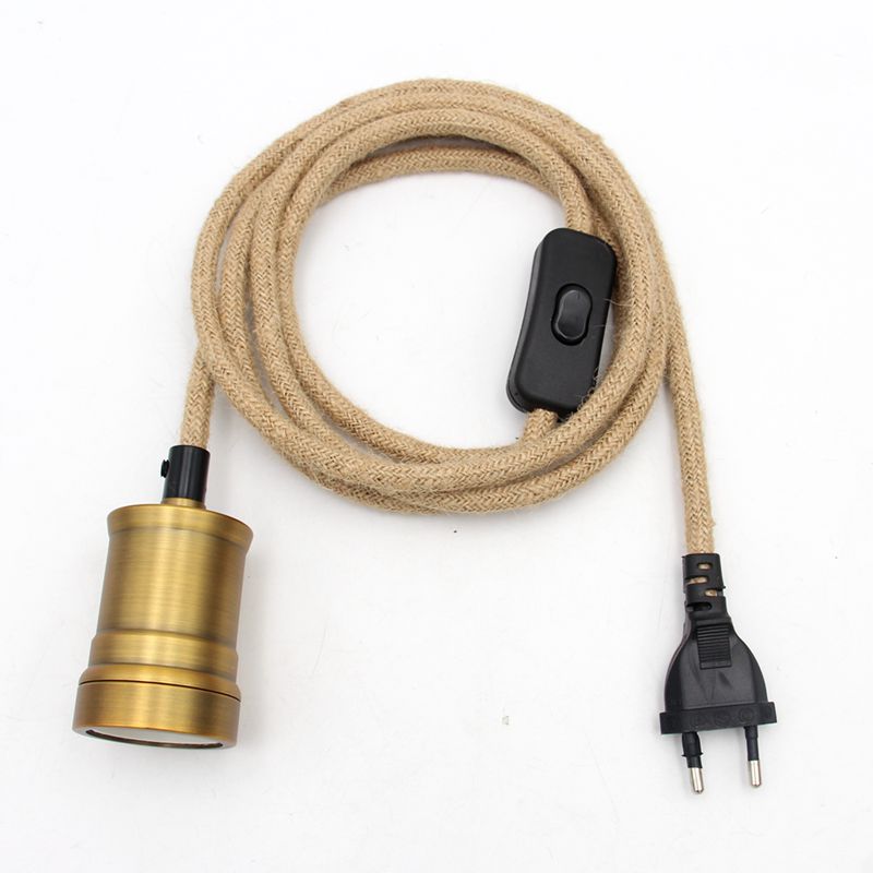 Vintage Light Decoration European Plug Hemp Cord Covered Power Cord With Switch E27 Vintage Lamp Holder Lamp Cords