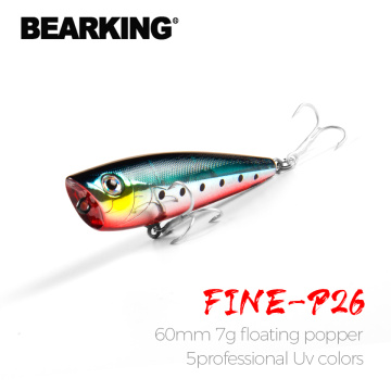 Bearking professional hot fishing lure, 5color for choose,popper 60mm 7.0g,hard bait pvc box, crank bait minnow