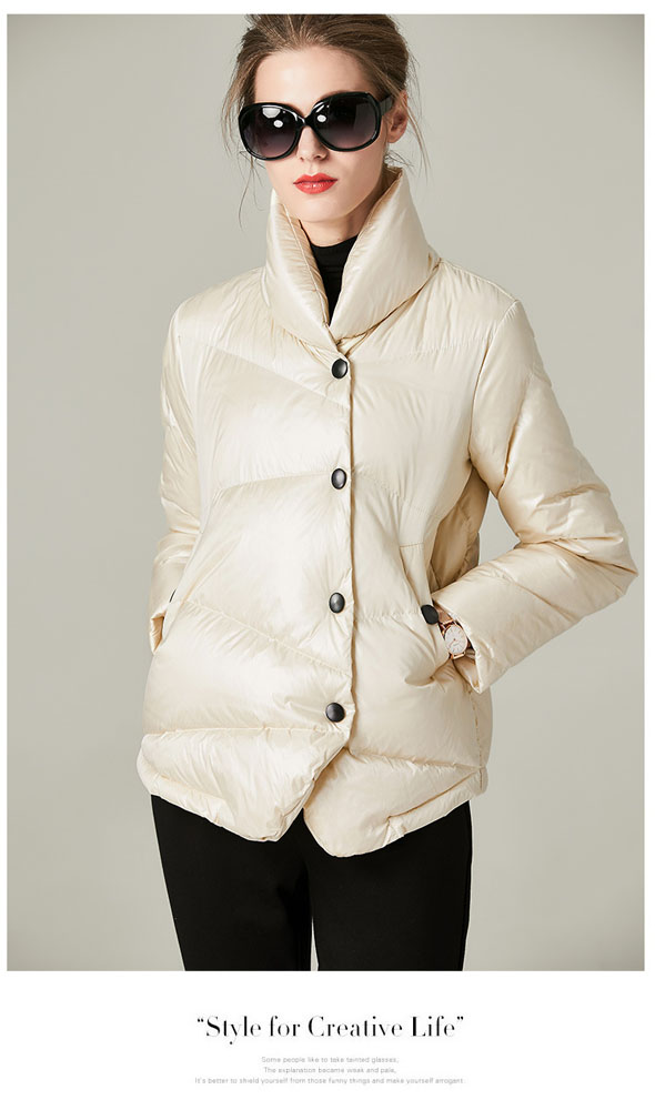 Women Short Stand Collar Down Coat