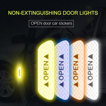 4 set Car Door Safety Warning Reflective Stickers Car Door Safety Warning Reflective OPEN Sticker Stickers