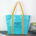 Large PP woven tote bag with color handles promotional shopping bags available for custom