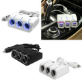 120W New Arrival Sockets Autos Cigarette Lighter Splitter 2USB Ports Charger Adapter With Switch Hand Accessory