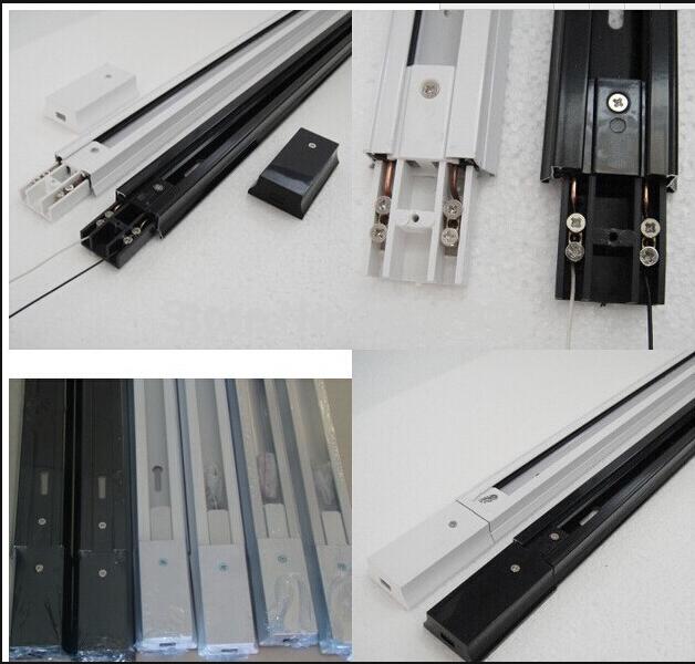 1M Track Rail for led track light , 2 wires Rails ,black/white body, Connectors for the rails