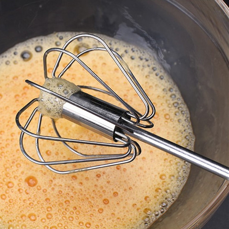 2020 New Semi-automatic Egg Beater 304 Stainless Steel Egg Whisk Manual Hand Mixer Self Turning Egg Stirrer Kitchen Egg Tools
