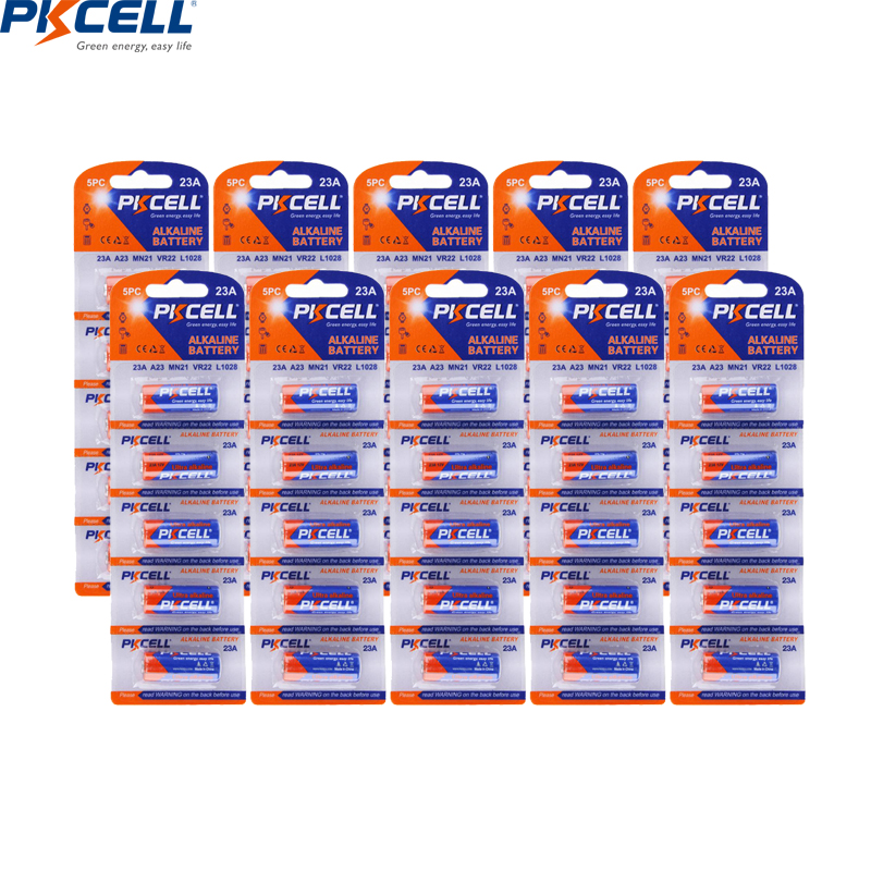 100PC/20pack PKCELL 12V 23A Alkaline 23A E 21/23 A23 23G A MN21 Battery Primary Batteries for doorbell alarm car remote control