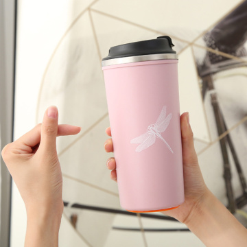 500ML Thermos Travel Mug Cup Does Not Fall Cup Coffee Cup Portable Seal Stainless Steel Vacuum Flasks Car Water Bottles Cute Mug
