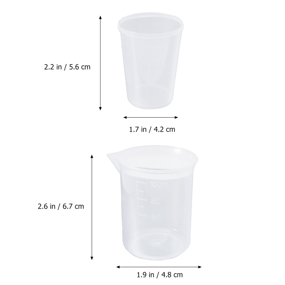 10pcs 100 ml 50ml Measuring Cups Mask Measuring Cup Set Polypropylene Beake Beaker PP Graduated Glass Plastics Laboratory Ware W