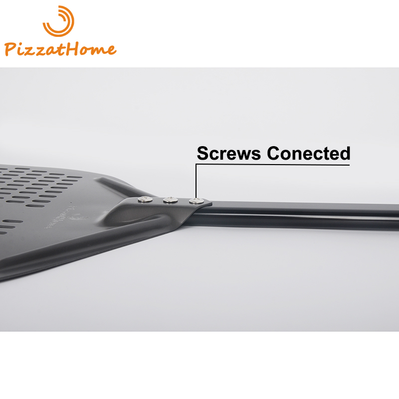 PizzAtHome New 44/46 Inch Aluminum Hard Coating Perforated Long Pizza Peel Rectangular Pizza Shovel Removable Paddle Pizza Tool