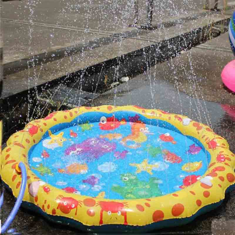 170/100cm Summer Children's Baby Play Water Mat Games Beach Pad Lawn Inflatable Spray Water Cushion Toy Outdoor Tub Swiming Pool