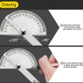 0 To180 Degrees Round Head Stainless Steel Angle Protractor Angle Finder Measuring Ruler Machinist Tool Easy To Carry