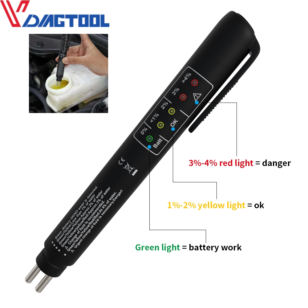 Car Brake Fluid Tester Car Diagnostic Tools 5 Leds Brake Fluid Testing Accurate Oil Quality Digital Vehicle Auto Automotive Test