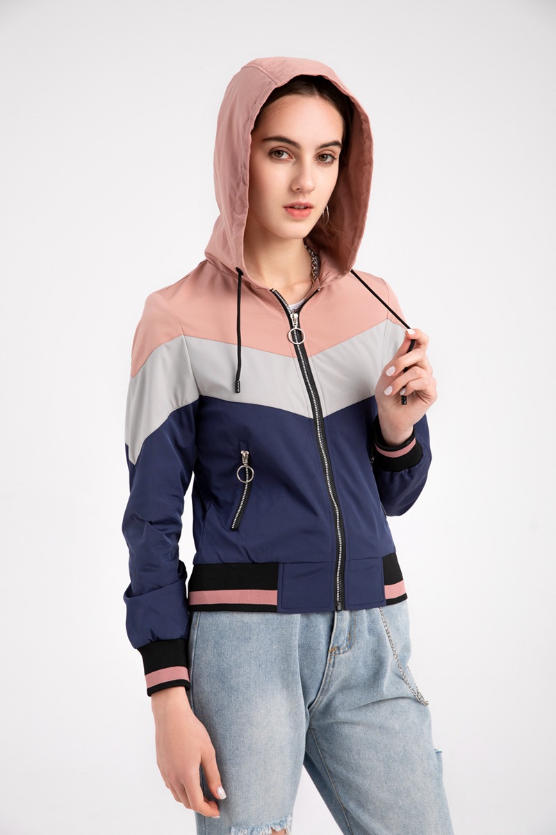Contrast Color Hoodie Windbreaker Jacket