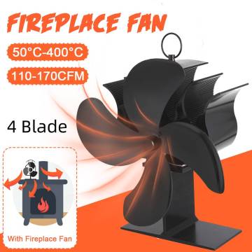 4-Blade Fireplace Fan Heat Powered Wood Stove Fan Log Burner Woodburning Stove Ecofan Quiet Fan Efficient Heat Distribution