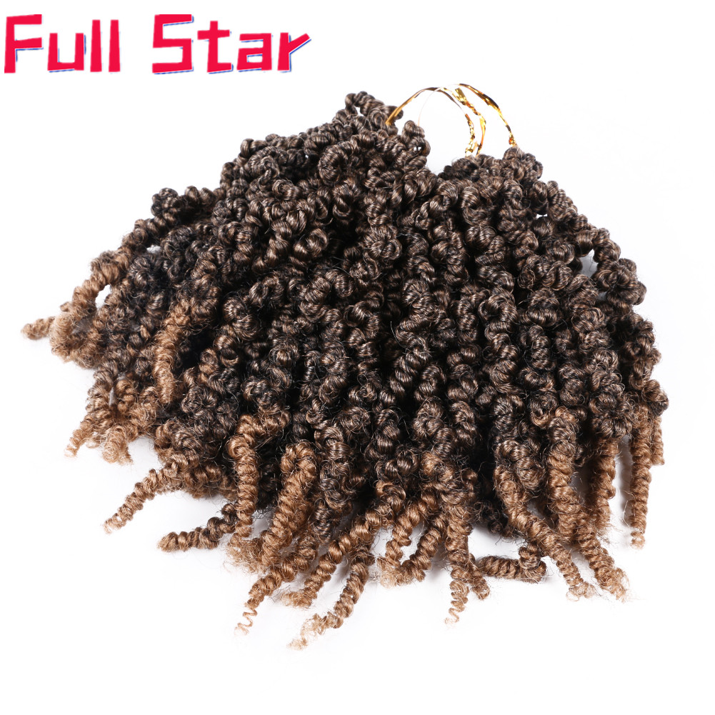 Full Star Pre-twisted Spring Twist Hair 10 inch Passion Twists Crochet Braids Short Curly Bomb Twist Braiding Hair for Women