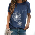 Women summer Girls Casual T-shirt Short Sleeve O Neck Loose Tshirt Dandelions Print Tops femme Lady Beach Street wear 2020