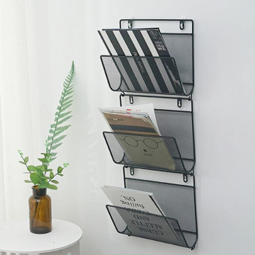 Wire Iron Magazine Holder Rack Home Wall Mounted Newspaper Organizer Booshelf Bookcase