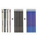 24 pcs/lot 0.5mm Blue Black Ink Gel Pen Erasable Refill Rod Erasable Pen Washable Handle School Writing Stationery Gel Ink Pen