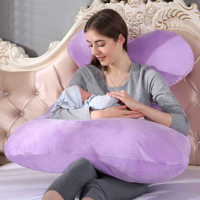 116x65cm Pregnant/Pregnancy Pillow/Cushion Gravida U Type Multi Function Side Protect Lumbar Pillow for Pregnant Women Purpal