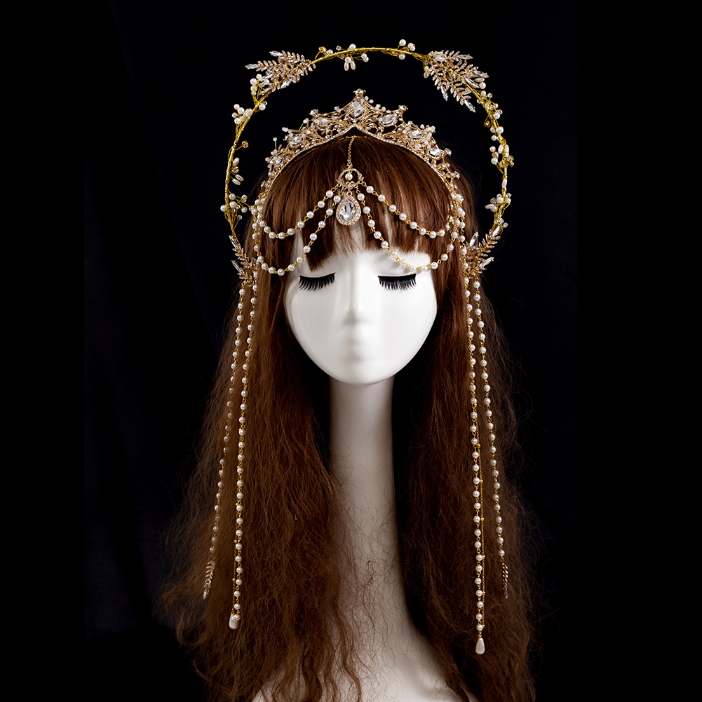 Halo Crown Gold Headband Virgin Mary Tiaras Headpiece Lolita