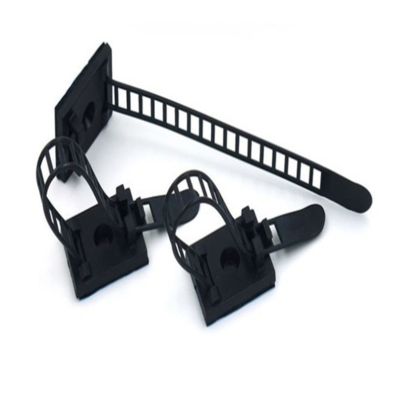 20Pcs Black Sticky Adjustable Wire Ties Cable Clips Clamp Plastic Self Adhesive Cable Ties Fix Holder Clips