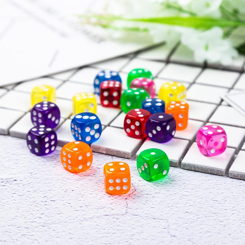 20PCS 6 Sided Portable Table Games Dice 14MM Acrylic Round Corner Board Game Dice Party Gambling Game Cubes Digital Dices